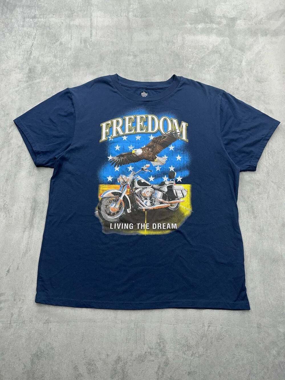 Way to Celebrate Patriotic Freedom Living the Dream Motorcycle Graphic T-Shirt